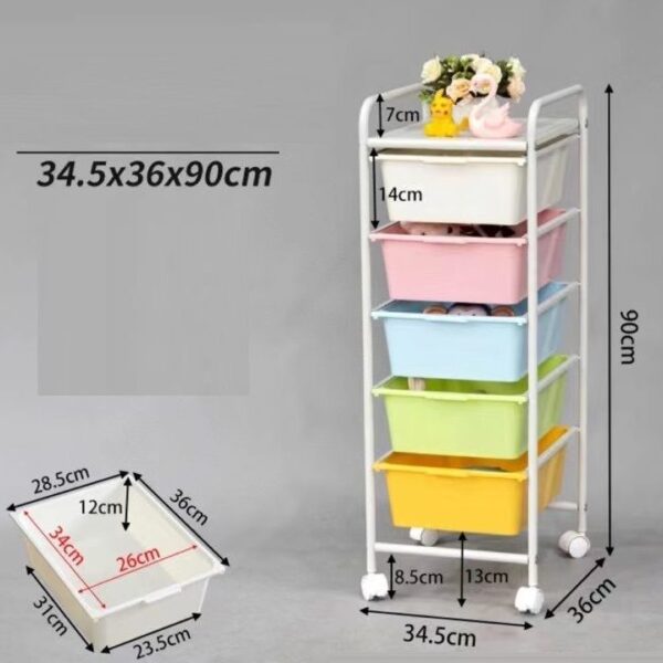 Storage Trolley 5 Layers with Trays - 5 Colours