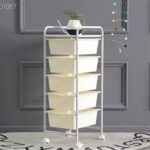 Storage Trolley 5 Layers with Trays - White