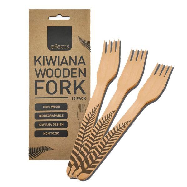 Effects Eco Kiwiana Printed Wooden Fork 10pk