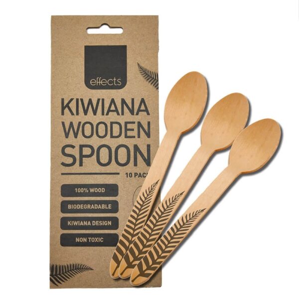 Effects Eco Kiwiana Printed Wooden Spoon 10pk