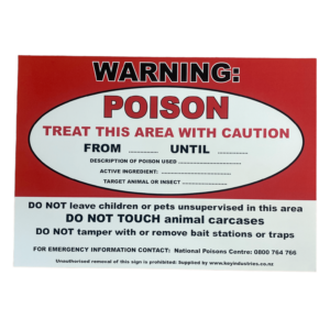 Poison Warning Non Rip Signs 4pk