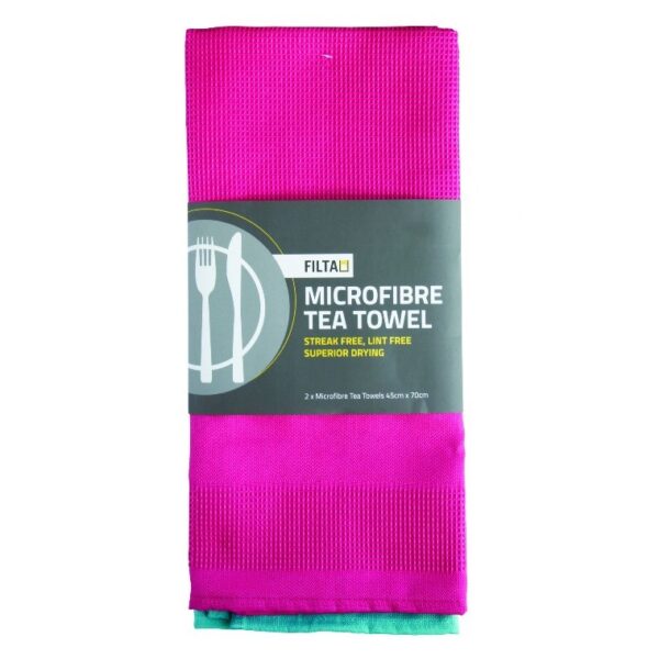 Filta XL Microfibre Tea Towel Cerise 2 Pack (45cm x 70cm)