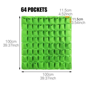 Pestrol 64 Pockets Hanging Grow Bag | 100x100cm | Green