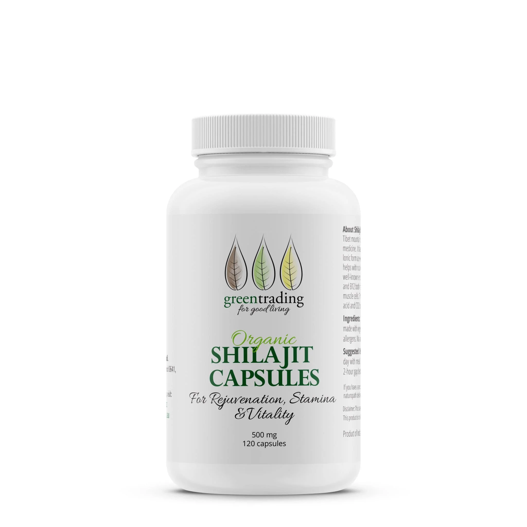 Organic Shilajit 120 Veggie Capsules 500mg
