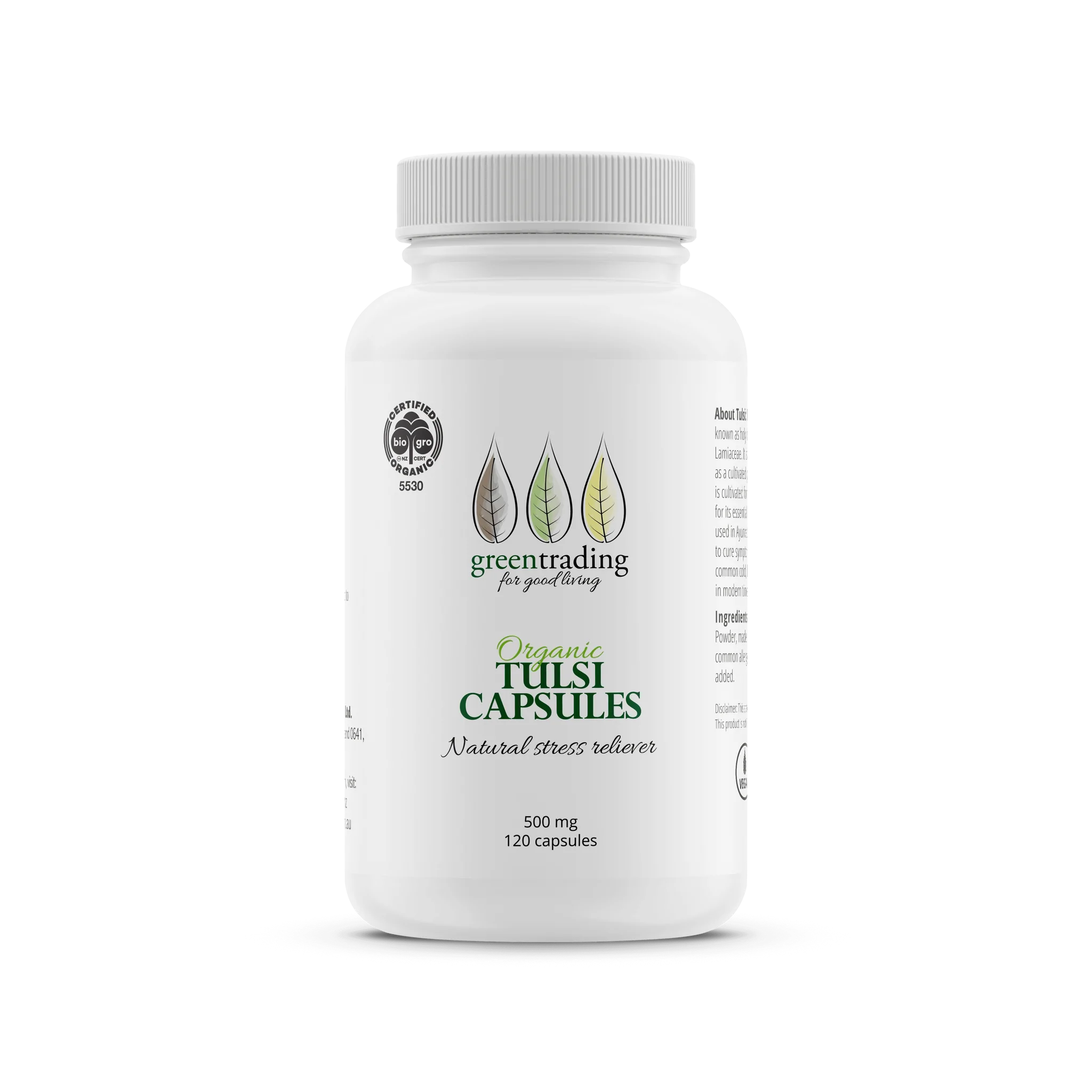 Organic Tulsi 120 Capsules 500mg
